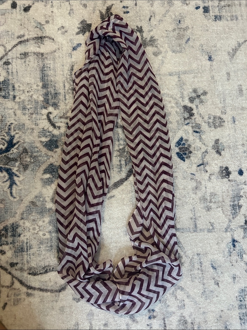 Purple and White Infinity Scarf